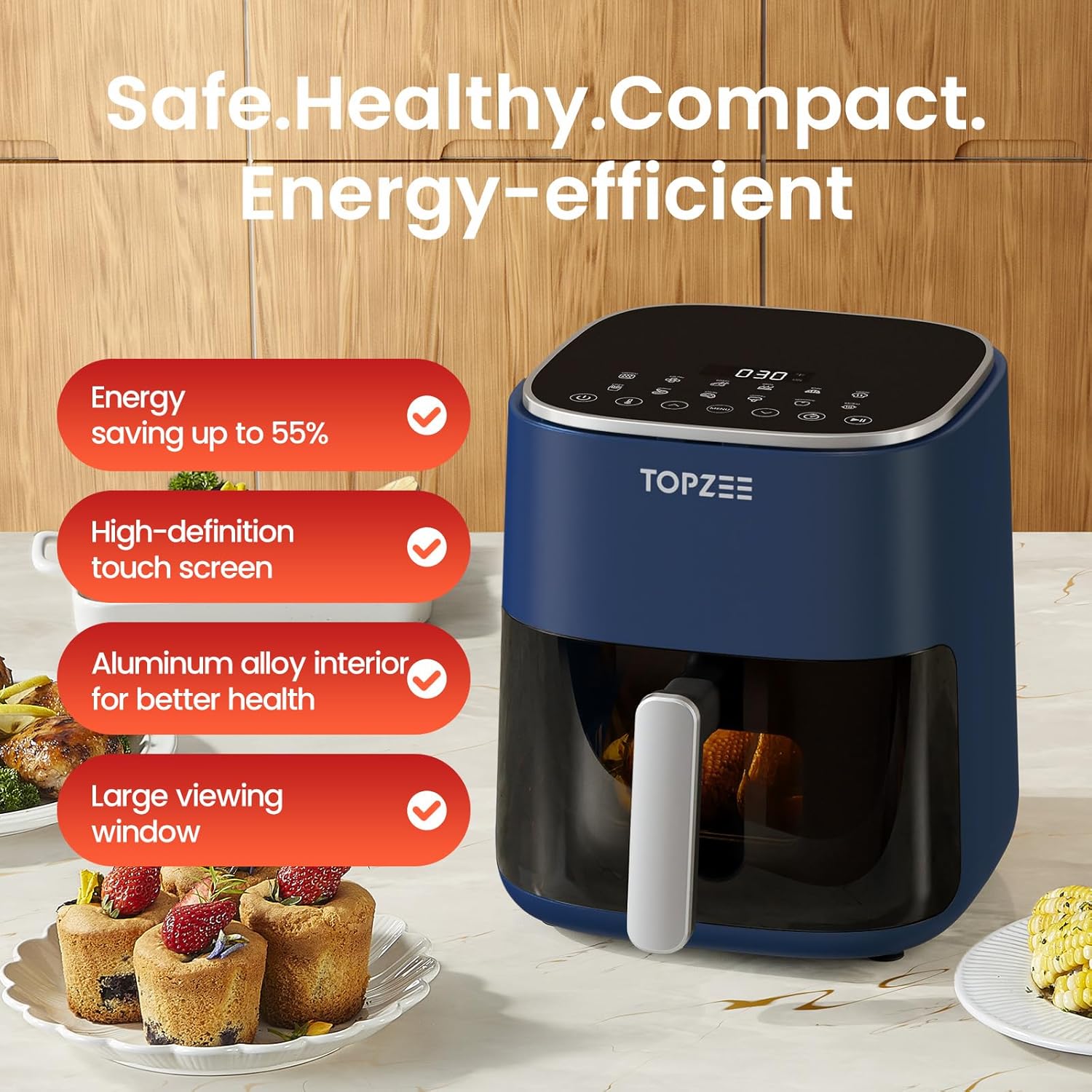 Air Fryer 12-in-1, Compact & Large 5.5-Qt Airfryer, 100-400℉ Precise Heat, 360°Hot Air Circulation, 95% Less Oil, Quick Easy Meals, Bake, Dry, Reheat, Frozen, Broil, Proof - Image 6