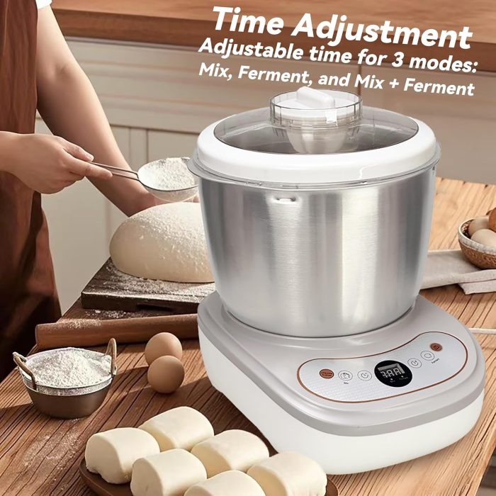 Dough Maker with Ferment Function 7L Large Capacity Dough Mixer,Commercial&Household Bread Mixer for Pizza, Noodles, Bread,Sourdough Kneading Machine with Stainless Steel Bowl, Face-up Touch Panel - Image 4