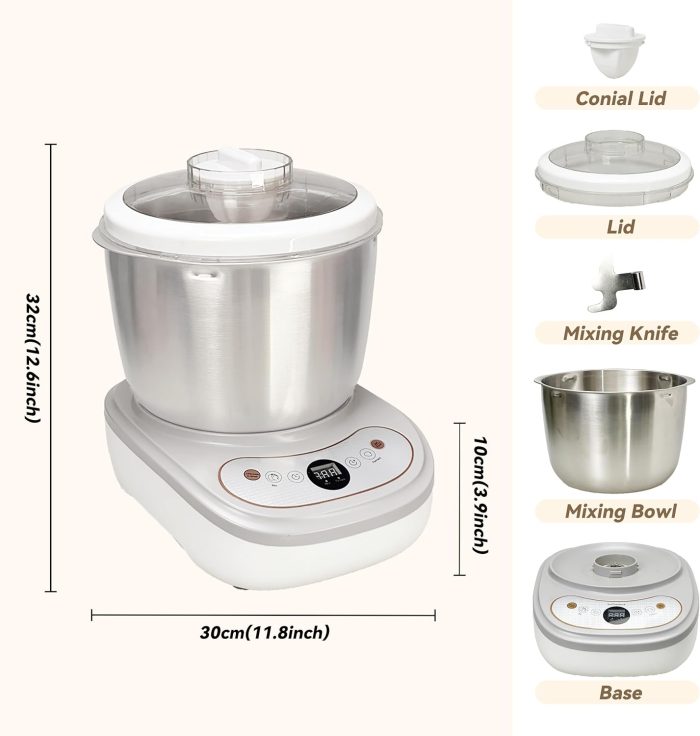 Dough Maker with Ferment Function 7L Large Capacity Dough Mixer,Commercial&Household Bread Mixer for Pizza, Noodles, Bread,Sourdough Kneading Machine with Stainless Steel Bowl, Face-up Touch Panel - Image 7