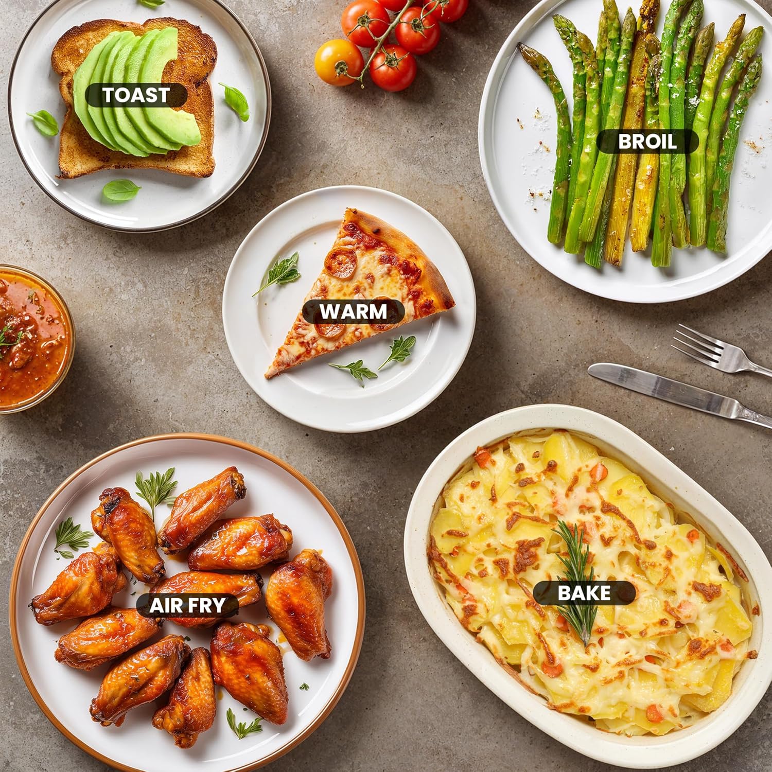 Elite Gourmet EAF0852SS 8.5Qt. Capacity Air Fryer Oven, Air Fry, Broil, Toast, Bake & Broil with Convection, Time and Temperature Controls, 800-Watts, Includes 25 Delicious Recipes, Stainless Steel - Image 8