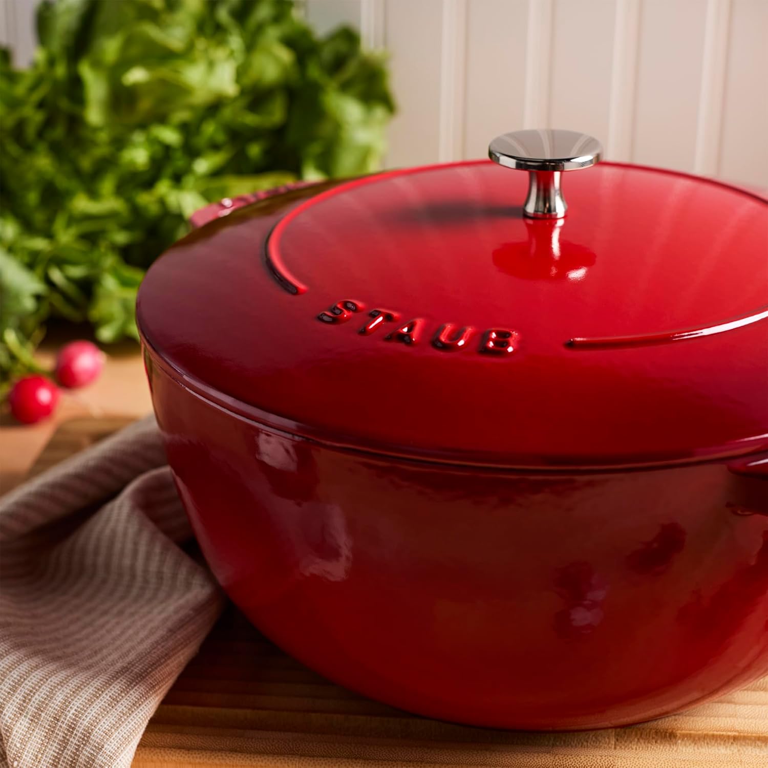 Staub Cast Iron Essential French Oven, Dutch Oven, 5-quart, serves 5-6, Made in France - Cherry - Image 5