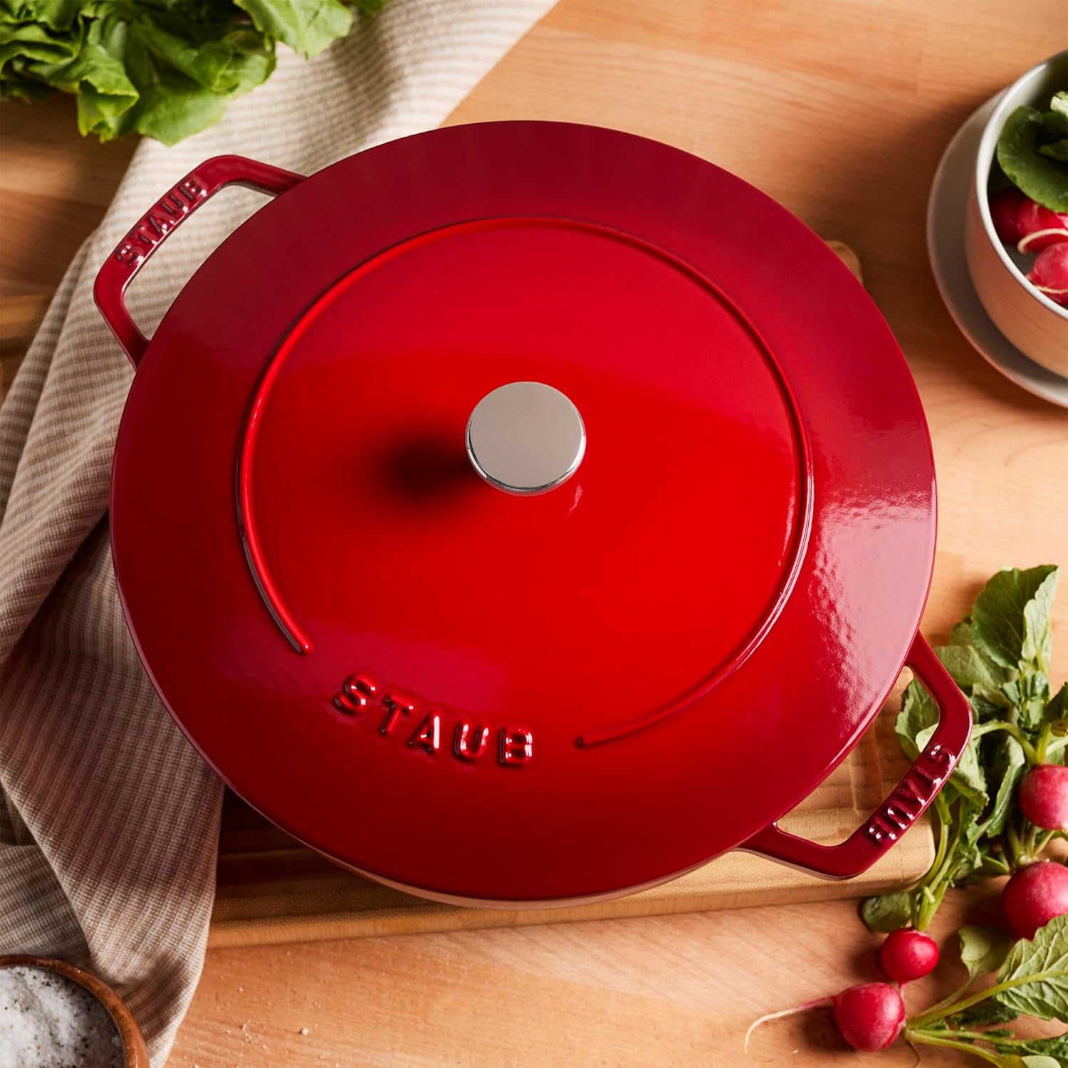 Staub Cast Iron Essential French Oven, Dutch Oven, 5-quart, serves 5-6, Made in France - Cherry - Image 6
