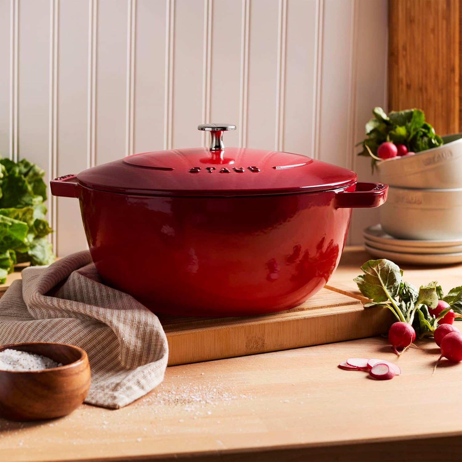 Staub Cast Iron Essential French Oven, Dutch Oven, 5-quart, serves 5-6, Made in France - Cherry - Image 7