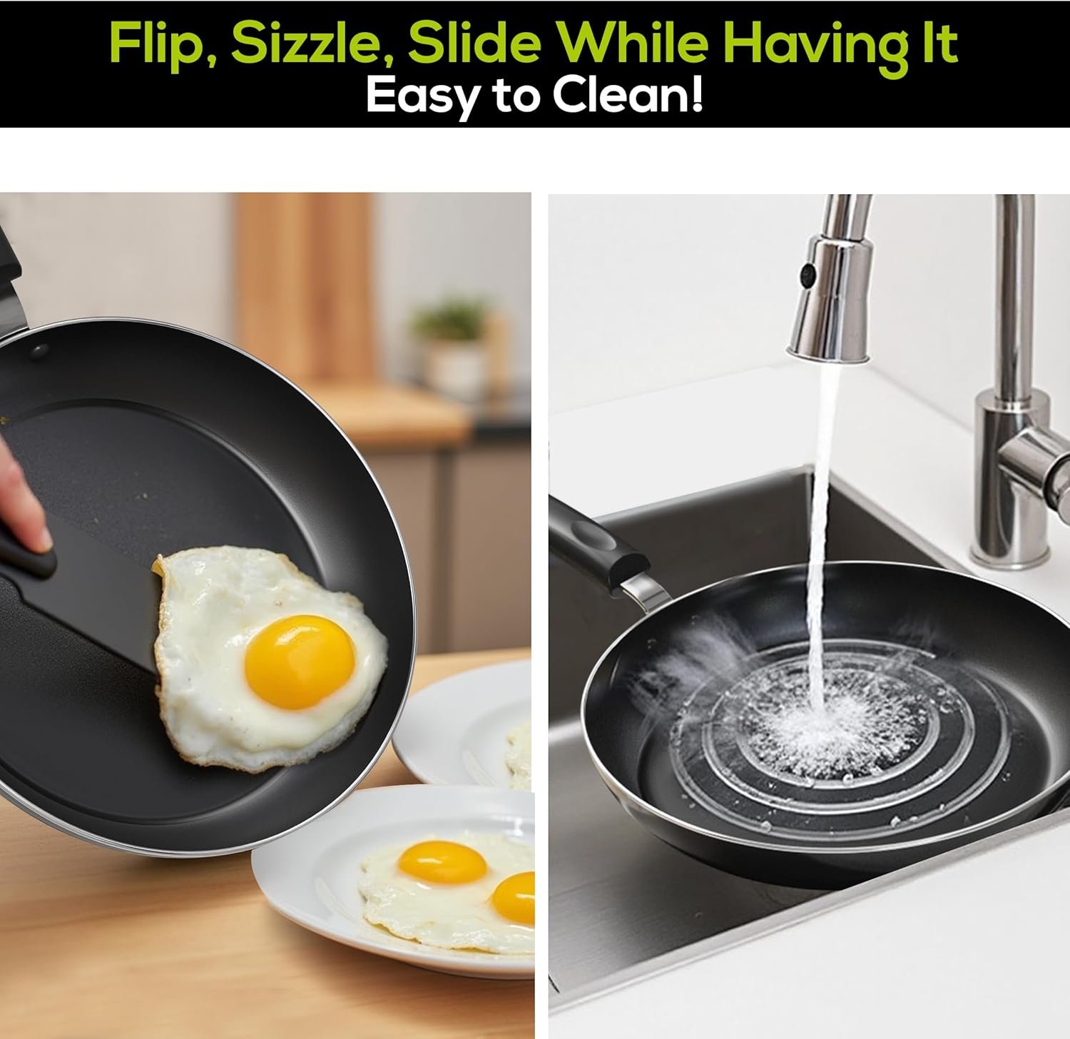 Utopia Kitchen Nonstick Cookware 3 Piece Omelette Pan Skillet Set, Nonstick Frying Pans with Induction Bottom, 8, 9.5 & 11 Inches Frying Pans with Bakelite Handles, PFOA Free, Grey - Image 5